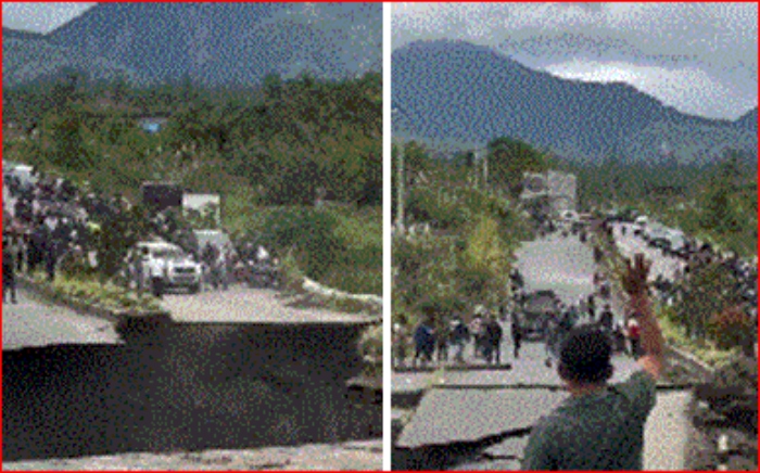 VIDEO Impresionante caída de carretera en Indonesia por fuertes lluvias