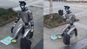 El futuro ya llegó (y es inquietante): Video viral en China muestra a un robot «mendigo» pidiendo dinero en la calle