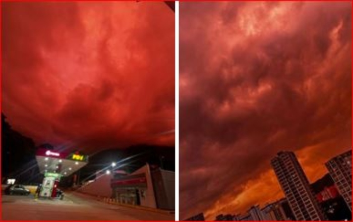 VIDEO El cielo de Venezuela se pintó de rojo tras el mortífero terremoto: Imágenes apocalipticas