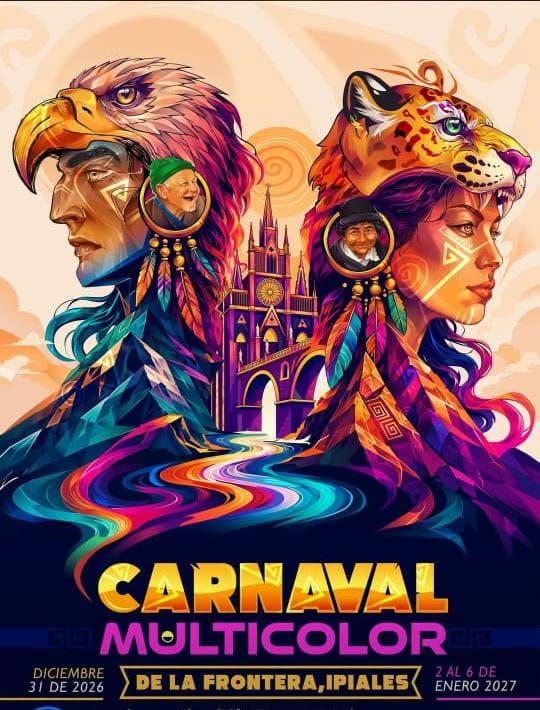 Confluencia Multicolor de Miguel Delgado, la imagen oficial del Carnaval Multicolor de la Frontera 2026-2027 en Ipiales