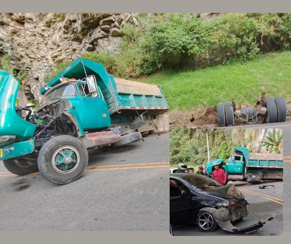 Violento choque de volqueta y automóvil en la vía Pasto-Genoy