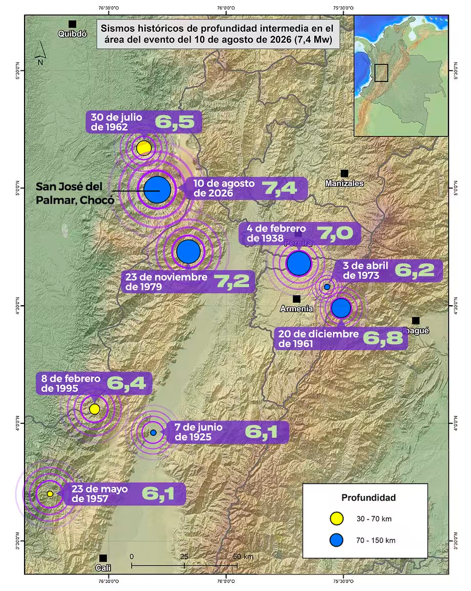 San José del Palmar, una zona con antecedentes de fuertes terremotos en Colombia