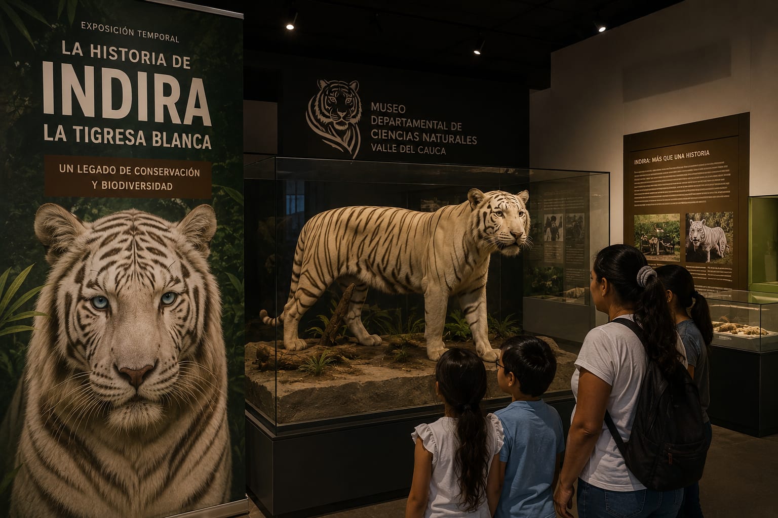 Museo Departamental presenta al público la historia de Indira, la emblemática tigresa blanca de Bengala.