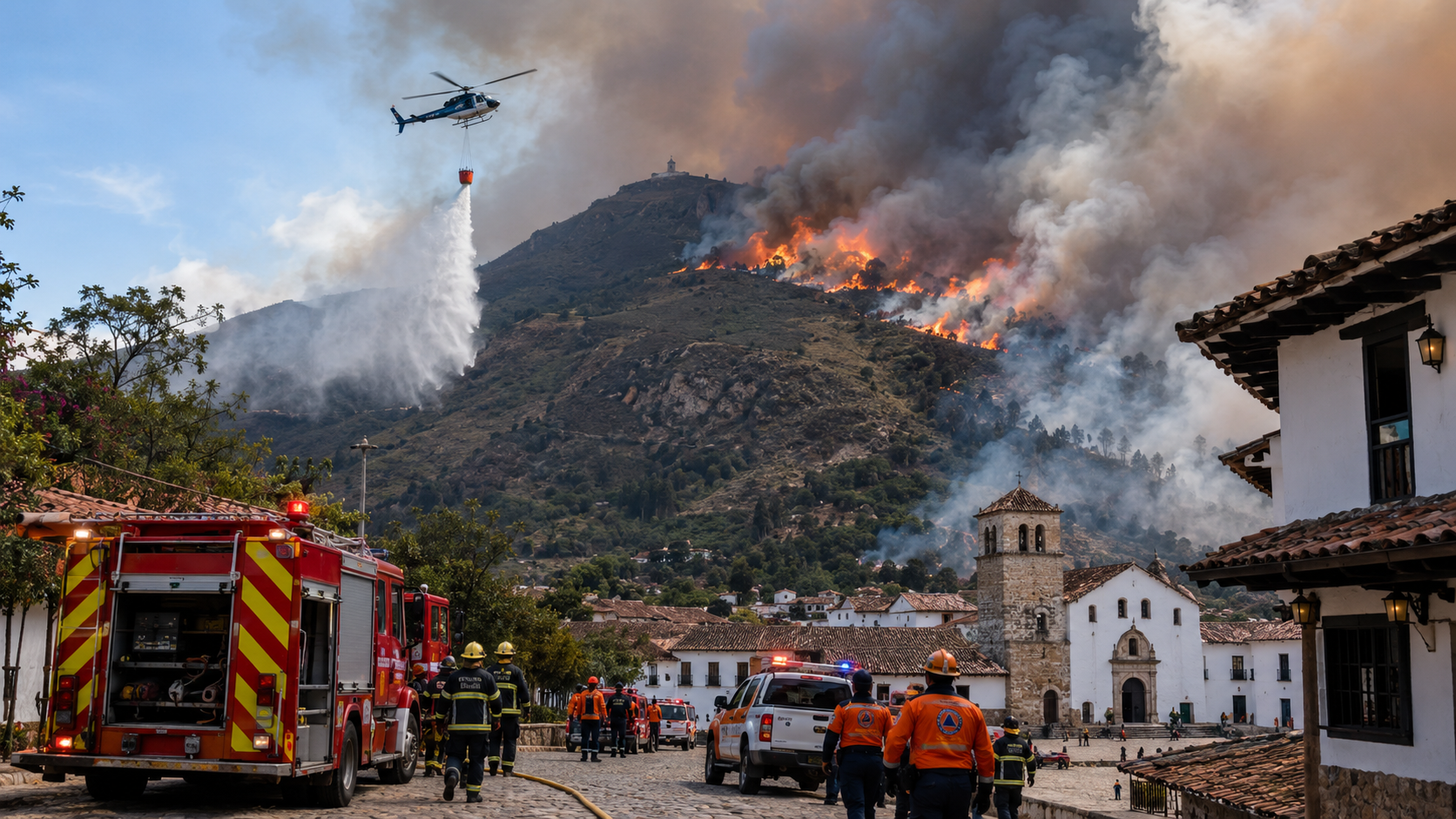 Huéspedes quedaron atrapados en hotel durante incendio forestal en Villa de Leyva
