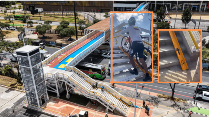Entra en servicio nuevo puente peatonal frente a El Edén en Bogotá: tiene rieles para bicicletas