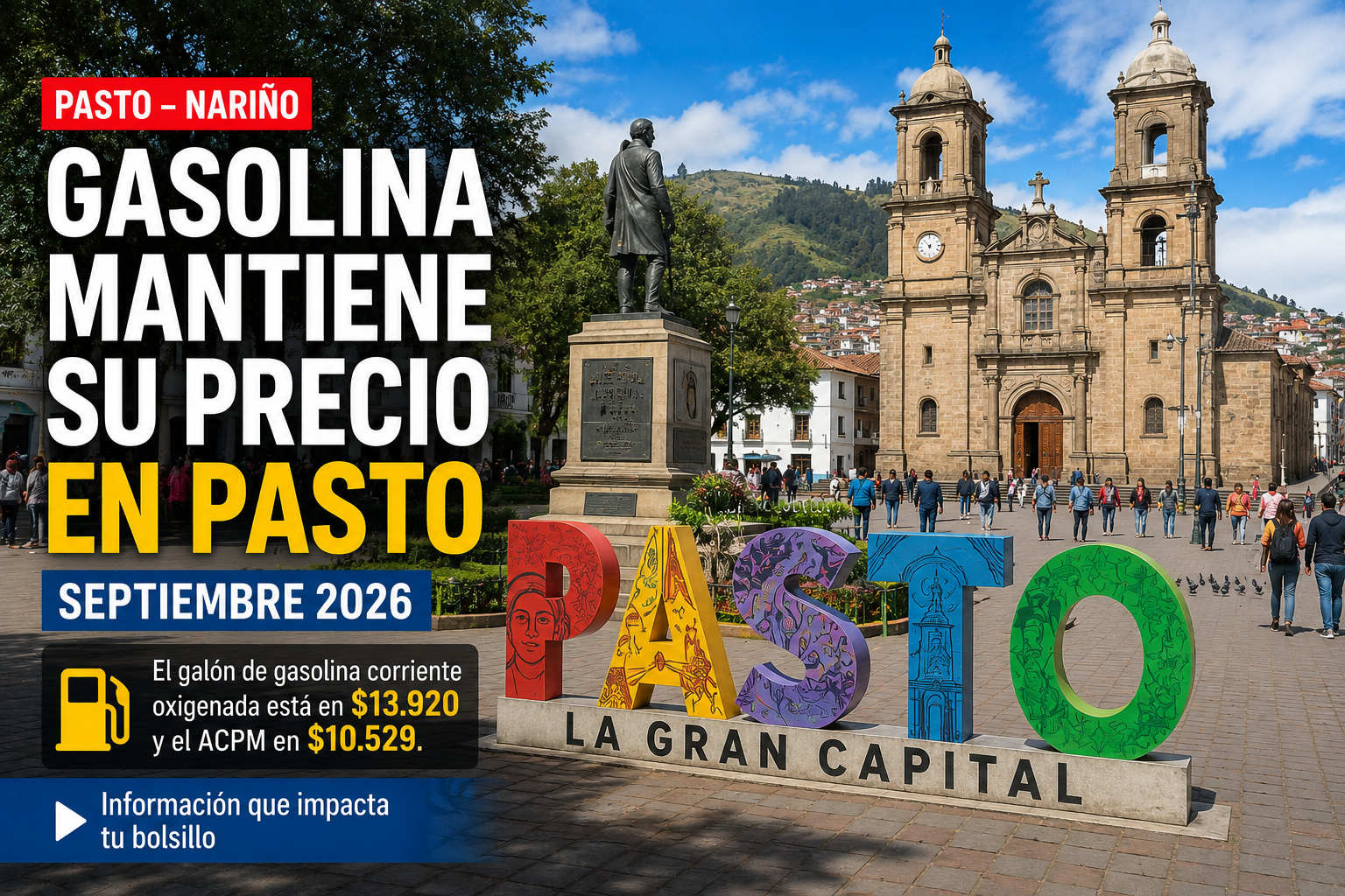 Gasolina mantiene su precio en Pasto durante el inicio de septiembre