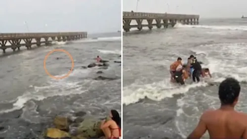 Mesero rescató a una joven que fue arrastrada mar adentro por una ola en Puerto Colombia