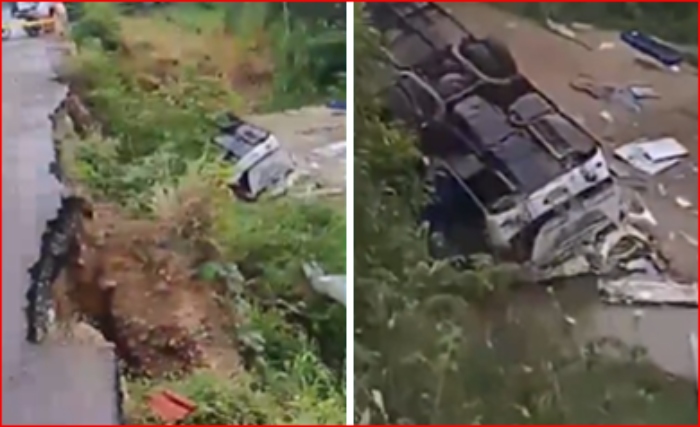VIDEO Bus en la vía Aguachica-San Alberto cayó desde un puente: Tres muertos y varios heridos