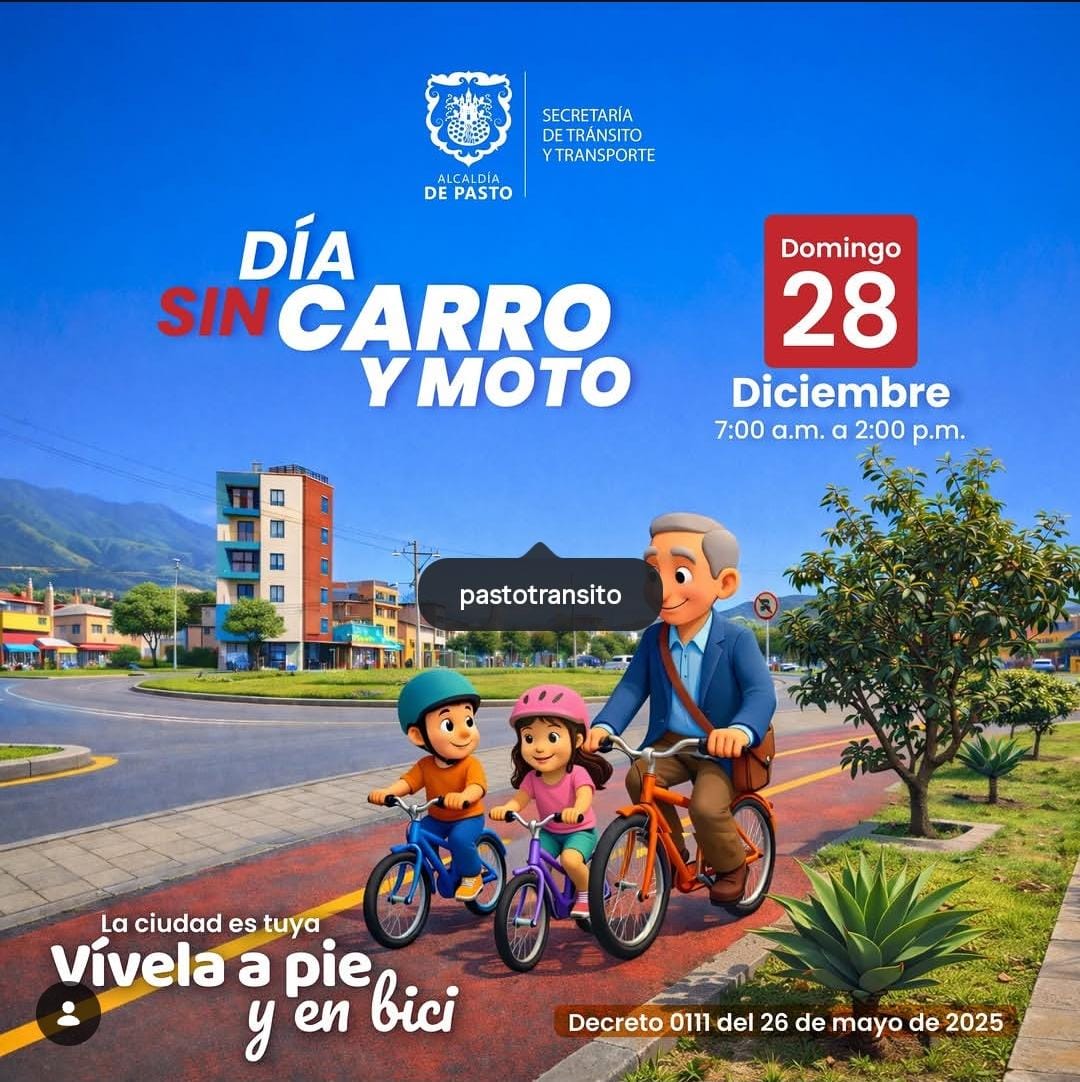Pasto vive este jueves el Día sin Carro y sin Moto: conozca el horario y las actividades programadas