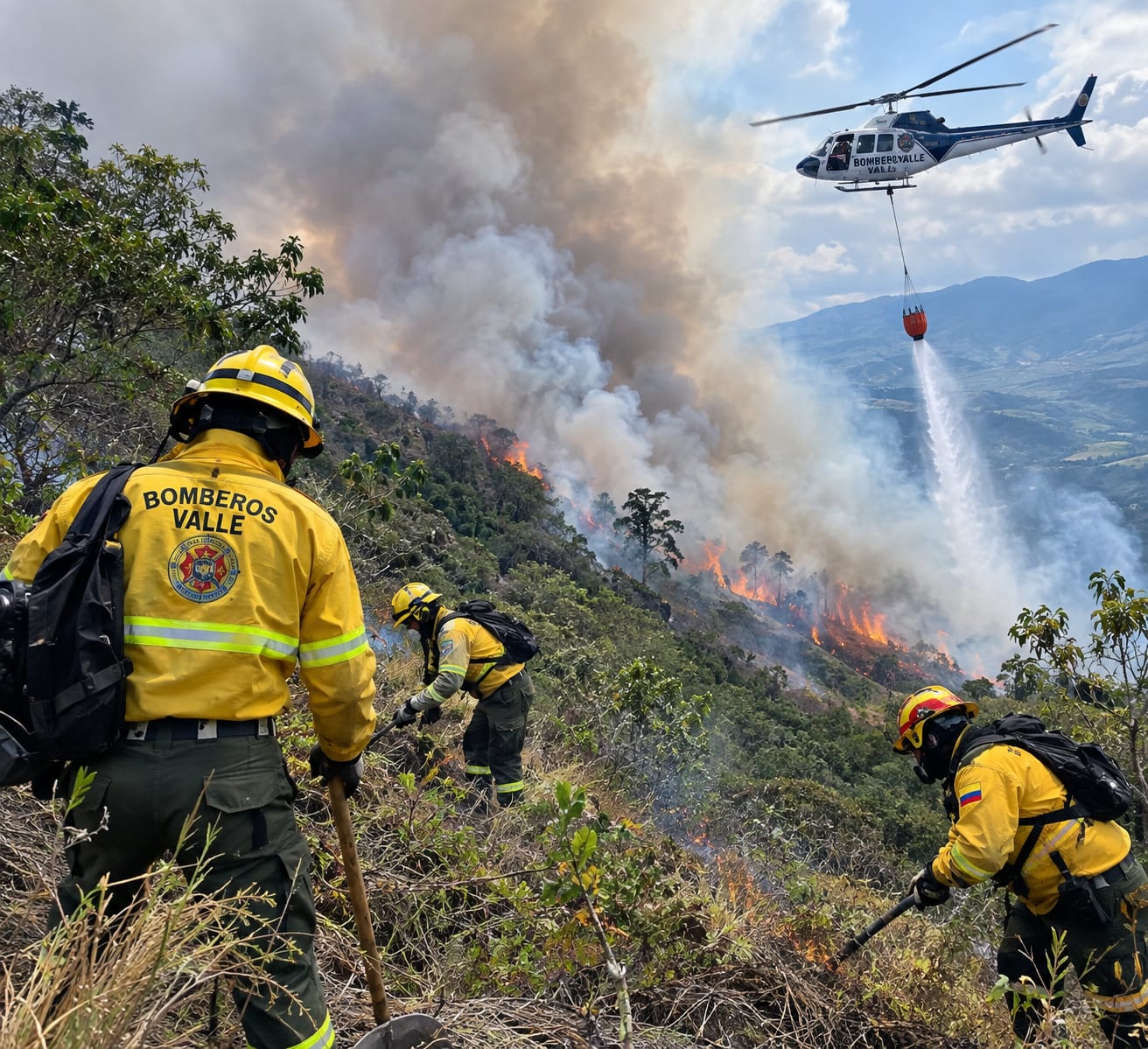 Incendio forestal en Yumbo mantiene en alerta a organismos de socorro.
