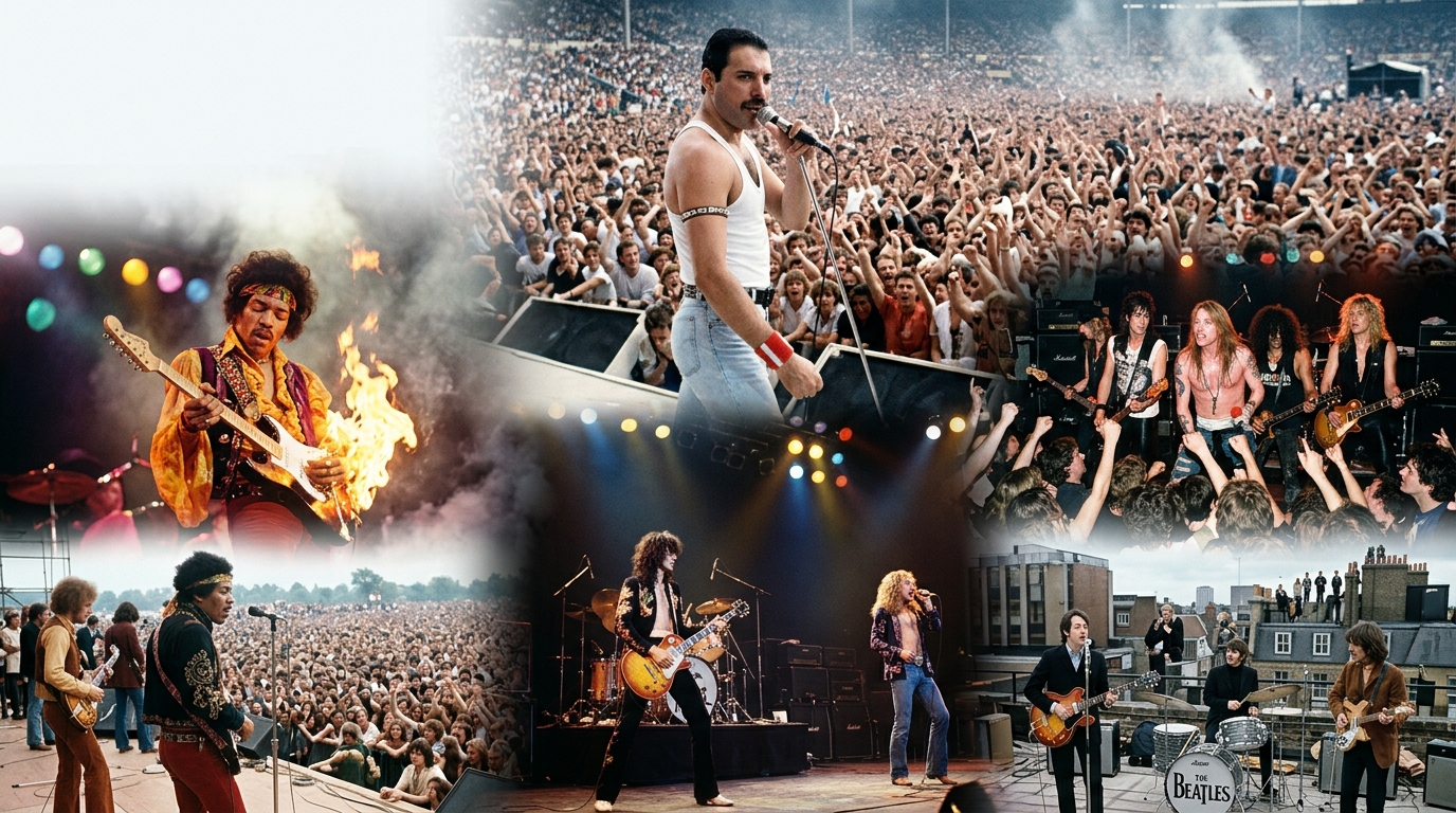 ESTOS SON LOS 6 CONCIERTOS QUE CAMBIARON LA HISTORIA DEL ROCK: QUEEN, HENDRIX Y GUNS N’ ROSES
